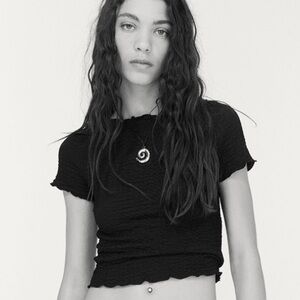 H&M Boat Neck Textured Top